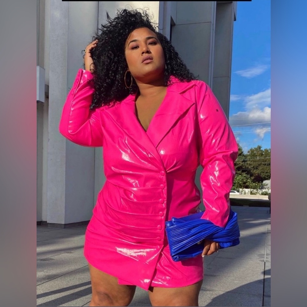 Pink leather dress